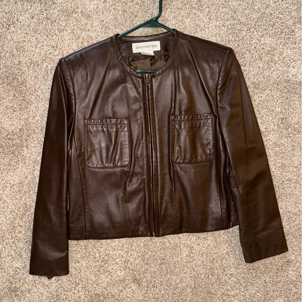 Jones New York Brown Leather Jacket